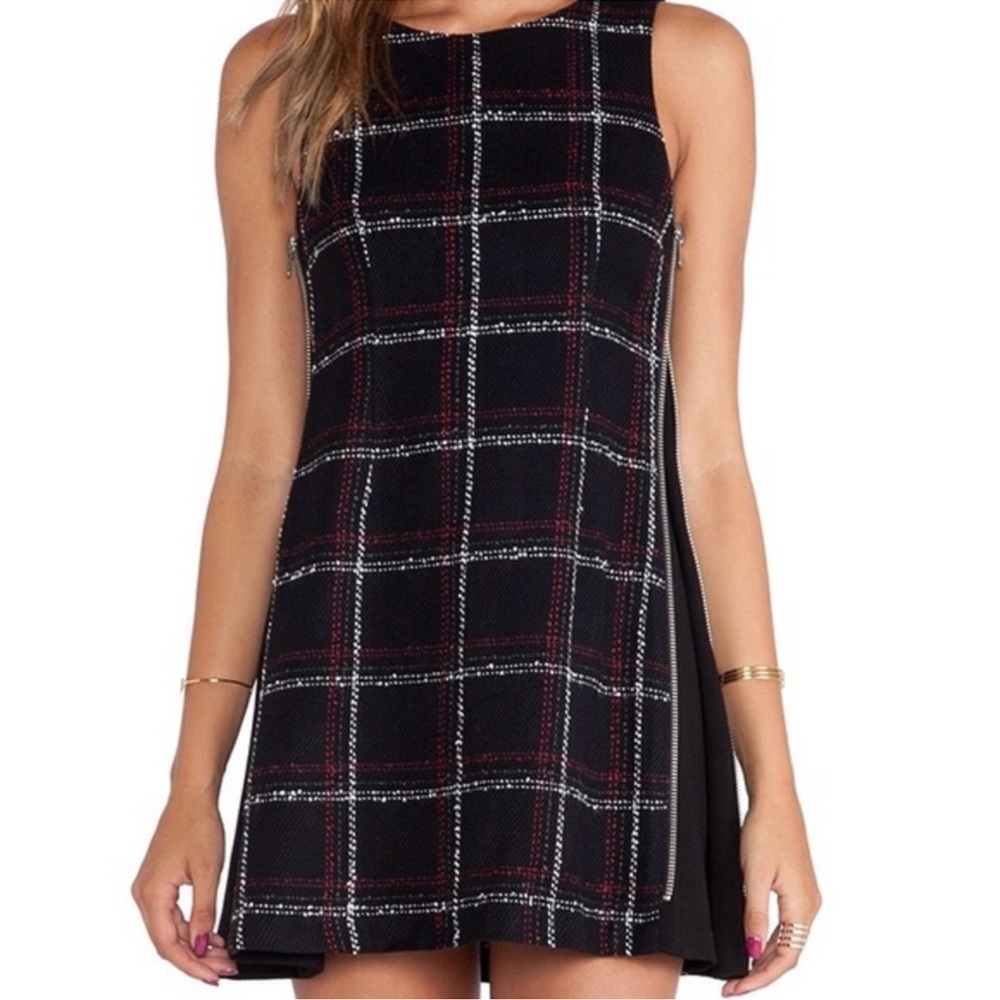 BCBGenerationation Window Pane Tweed Shift Dress withh side zippers